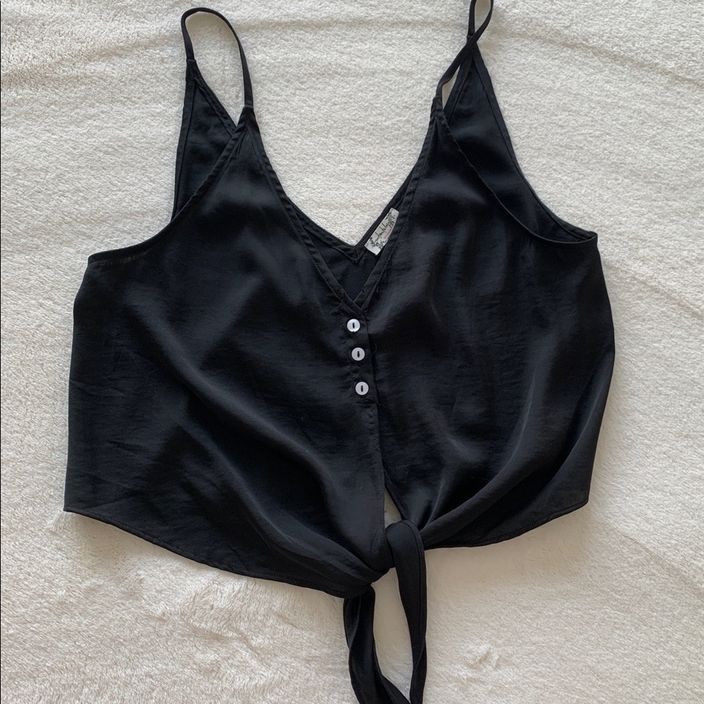 Free People Satin Tie Front Crop Top